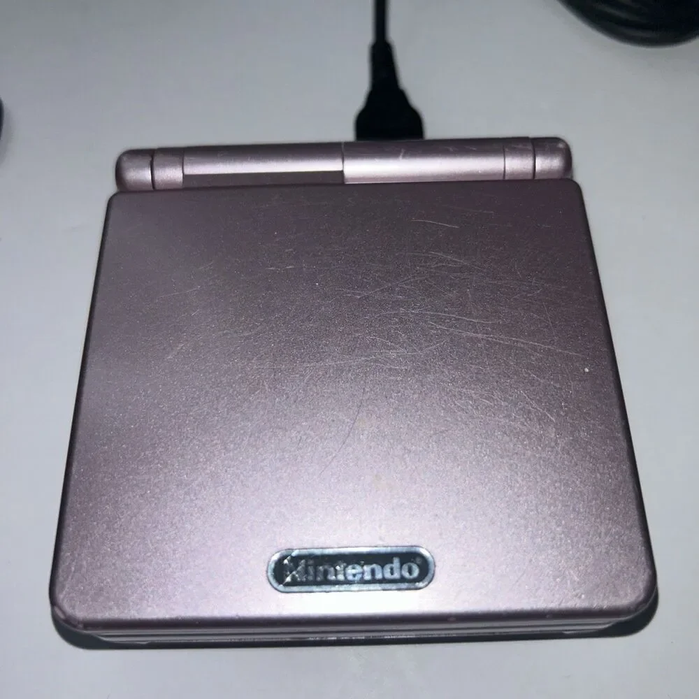 Nintendo Game Boy Advance SP Pearl Pink AGS-101 Backlit Console Bundle
